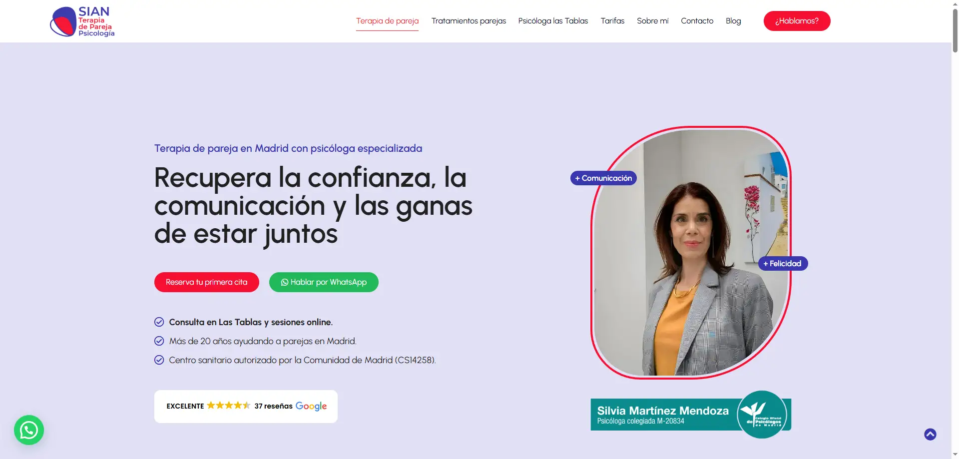 Psicología Sian · Web de psicología en Madrid posicionada en Google (terapia de pareja en Madrid y online)