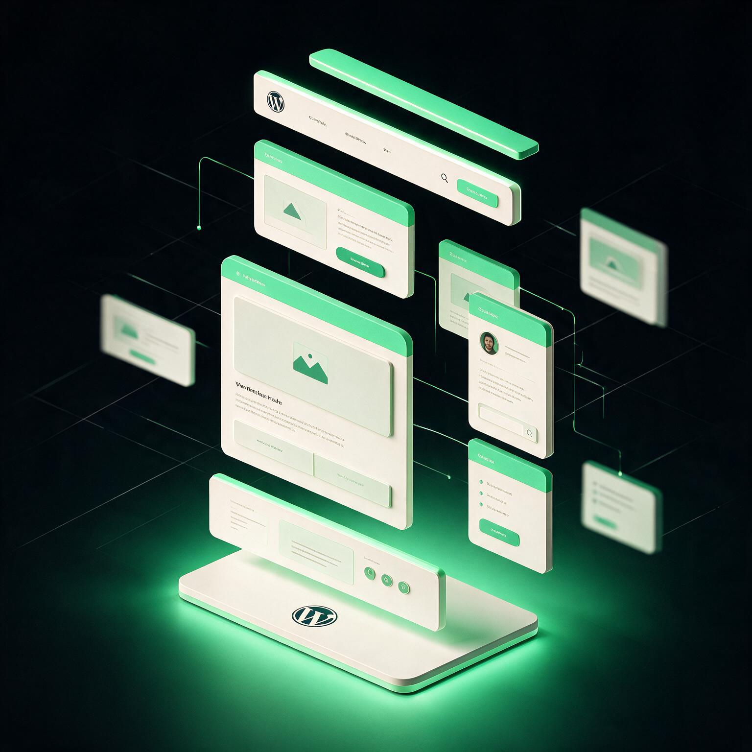 Mockup de página web en WordPress optimizada para móvil y escritorio