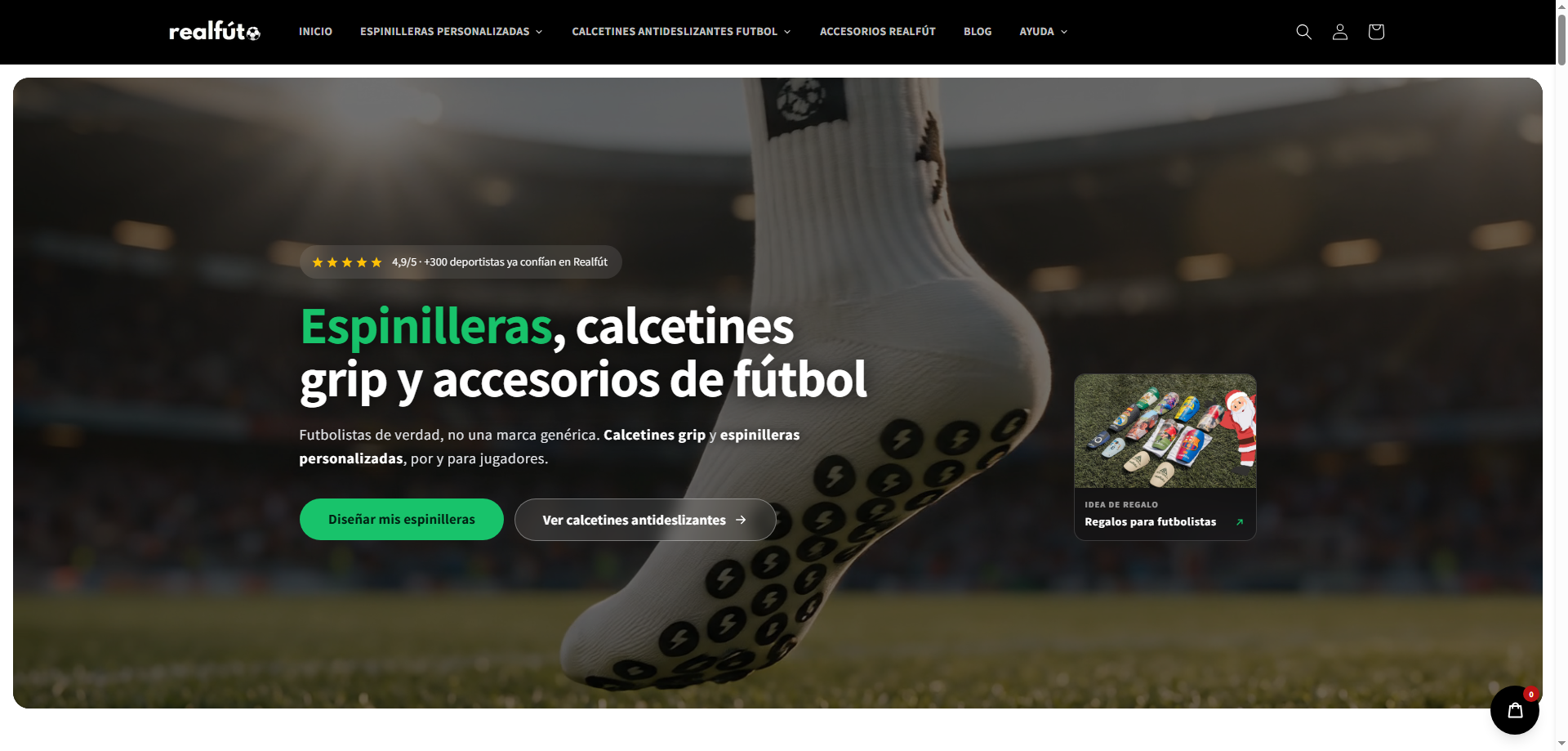 Realfut, tienda online de espinilleras personalizadas y calcetines grip de fútbol