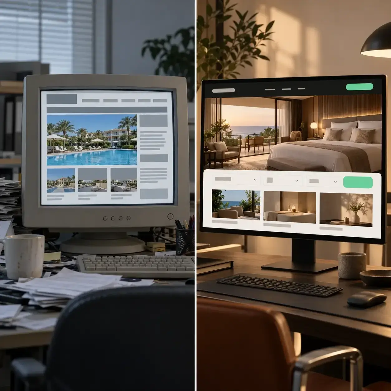 Diseño web a medida para hoteles frente a plantilla