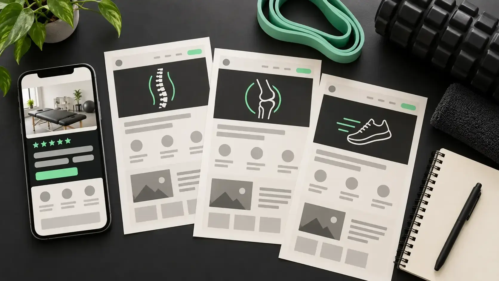 Ficha de Google y páginas por tratamiento de una clínica de fisioterapia