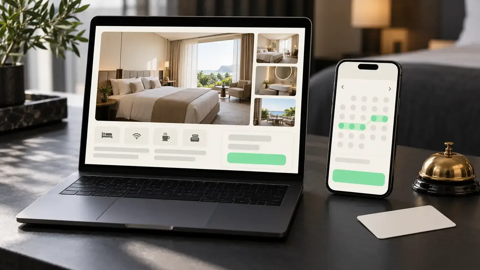 Fichas de habitación y motor de reservas en la web de un hotel