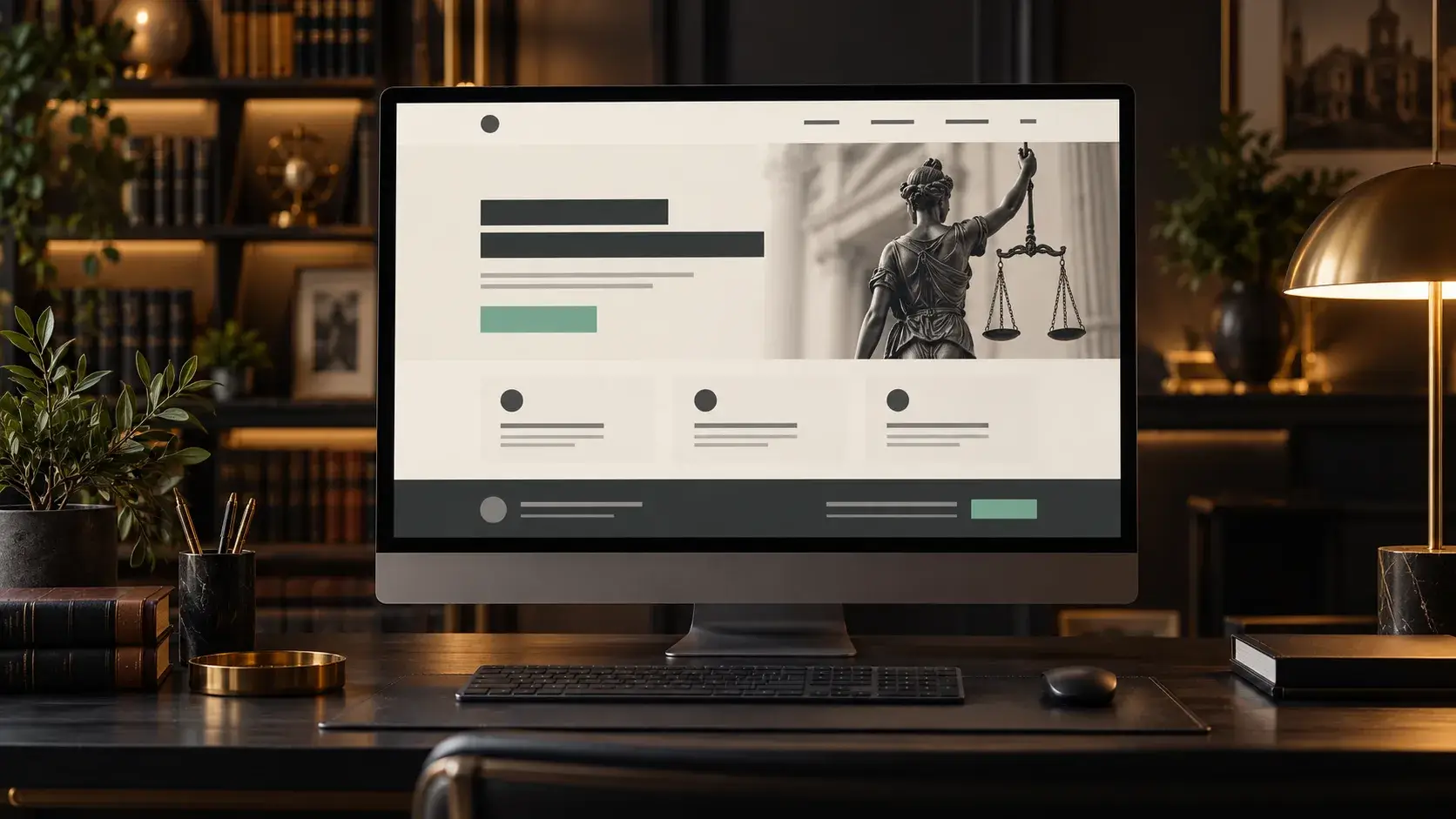 Página web de un despacho de abogados vista en escritorio