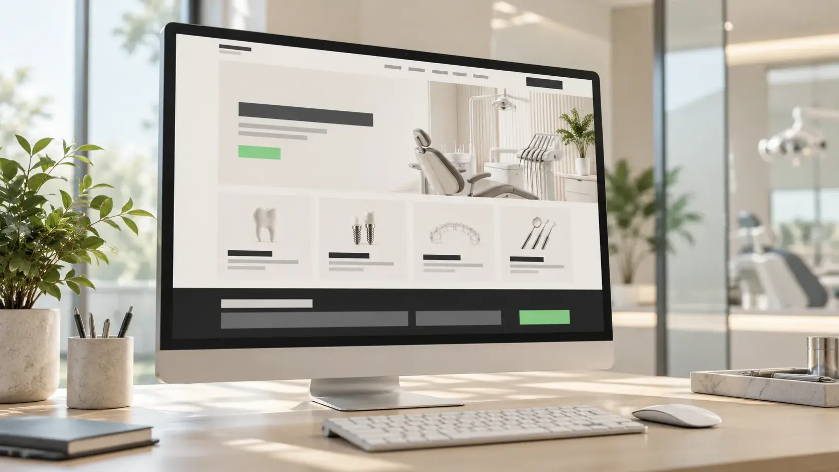 Web de clínica dental con página por tratamiento